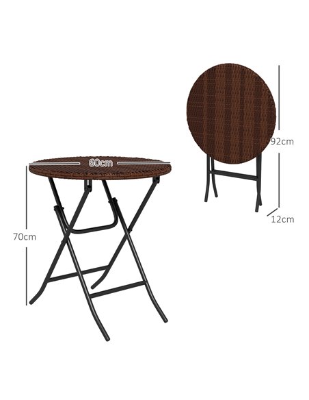 Outsunny Foldable PE Rattan Outdoor Coffee Table, Metal Frame Wicker Round Side Table, Coffee Table Side Table for Lawn, Garden, - pic 55766 | FastDaddyshop