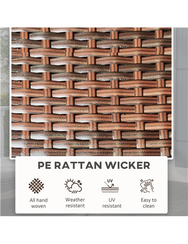 Outsunny Foldable PE Rattan Outdoor Coffee Table, Metal Frame Wicker Round Side Table, Coffee Table Side Table for Lawn, Garden,