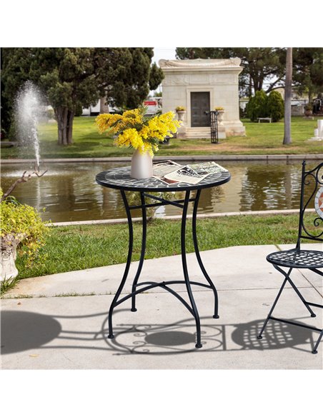Outsunny Mosaic Side Table, 60cm Round Bistro Coffee Table, Grey 84B-499 - pic 55774 | FastDaddyshop