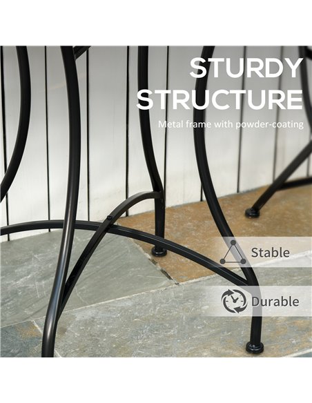 Outsunny Mosaic Side Table, 60cm Round Bistro Coffee Table, Plant Stand for Indoor, Outdoor, Garden, Patio, Balcony, Grey 84B-49 - pic 55776 | FastDaddyshop