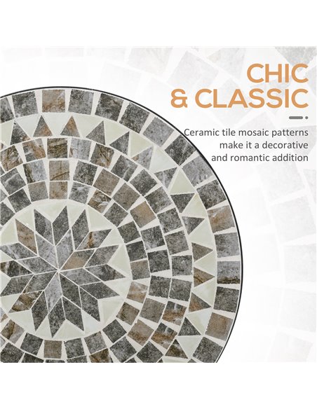 Outsunny Mosaic Side Table, 60cm Round Bistro Coffee Table, Plant Stand for Indoor, Outdoor, Garden, Patio, Balcony, Grey 84B-49 - pic 55777 | FastDaddyshop