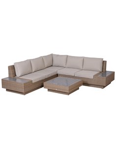 Outsunny 5-Seater Rattan Garden Furniture Set, Beige 860-075