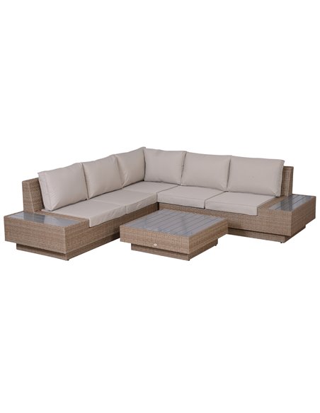 Outsunny 5-Seater Rattan Garden Furniture Set, Beige 860-075 - pic 55782 | FastDaddyshop