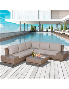 Outsunny 5-Seater Rattan Garden Furniture Set, Beige 860-075 2