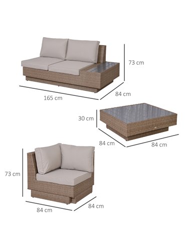 Outsunny 5-Seater Rattan Garden Furniture Outdoor Sectional Corner Sofa and Coffee Table Set  Conservatory Wicker Weave w/ Armre