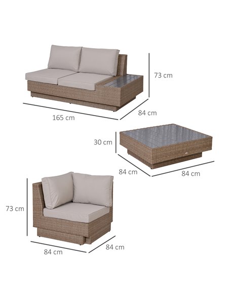 Outsunny 5-Seater Rattan Garden Furniture Outdoor Sectional Corner Sofa and Coffee Table Set  Conservatory Wicker Weave w/ Armre - pic 55784 | FastDaddyshop