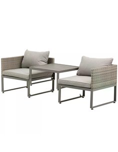 Outsunny 2 Seater Rattan Wicker Adjustable Sofa and Coffee Table Set, Grey 863-057