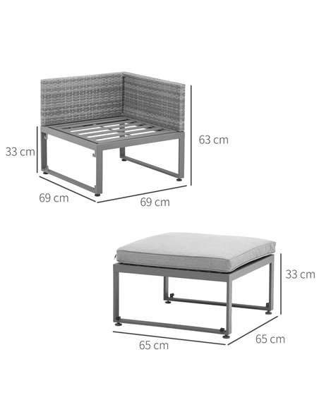 Outsunny 2 Seater Rattan Wicker Adjustable Sofa and Coffee Table Set Outdoor Garden Patio Furniture Lounge Conversation Seat Gre - pic 55793 | FastDaddyshop