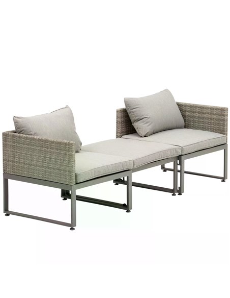 Outsunny 2 Seater Rattan Wicker Adjustable Sofa and Coffee Table Set Outdoor Garden Patio Furniture Lounge Conversation Seat Gre - pic 55797 | FastDaddyshop
