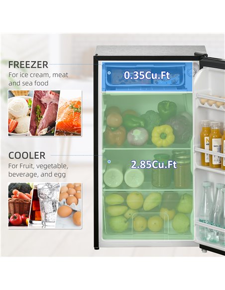 HOMCOM 91 Litre Freestanding Under Counter Fridge Freezer, Black - pic 55802 | FastDaddyshop