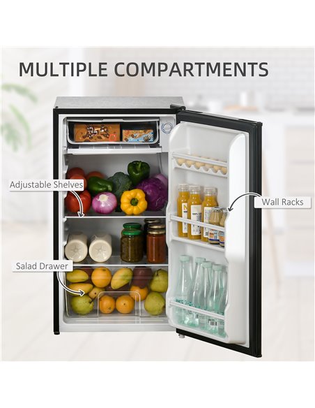 HOMCOM 91 Litre Freestanding Under Counter Fridge Freezer, Black - pic 55804 | FastDaddyshop
