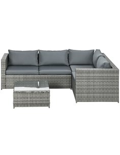 Outsunny 3 Pieces Rattan Garden Furniture Set, Grey 860-068V01GG