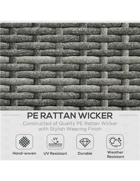 Outsunny 3 Pieces Rattan Garden Furniture 4 Seater Outdoor Patio Corner Sofa Chair Set with Coffee Table Thick Cushions Grey 860 - pic 55820 | FastDaddyshop