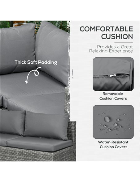 Outsunny 3 Pieces Rattan Garden Furniture 4 Seater Outdoor Patio Corner Sofa Chair Set with Coffee Table Thick Cushions Grey 860 - pic 55821 | FastDaddyshop