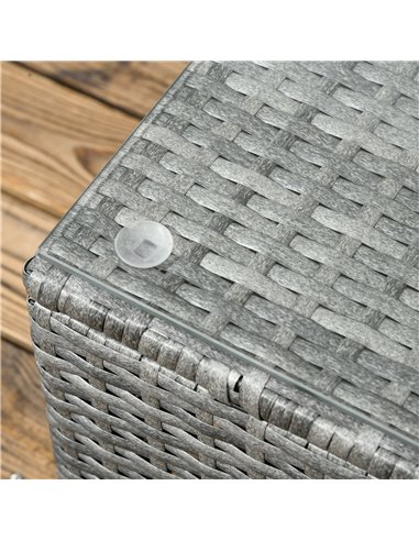 Outsunny 3 Pieces Rattan Garden Furniture 4 Seater Outdoor Patio Corner Sofa Chair Set with Coffee Table Thick Cushions Grey 860