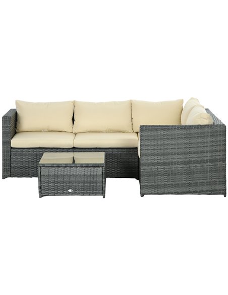 Outsunny 3Pcs Rattan Garden Furniture Set, Beige 860-068V01BG - pic 55835 | FastDaddyshop