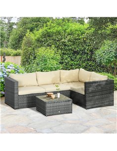 Outsunny 3Pcs Rattan Garden Furniture Set, Beige 860-068V01BG 2