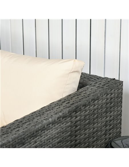 Outsunny 3Pcs Rattan Garden Furniture 4 Seater Outdoor Patio Corner Sofa Chair Set with Coffee Table Thick Cushions, Beige 860-0 - pic 55841 | FastDaddyshop