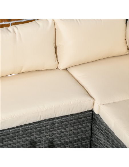 Outsunny 3Pcs Rattan Garden Furniture 4 Seater Outdoor Patio Corner Sofa Chair Set with Coffee Table Thick Cushions, Beige 860-0 - pic 55842 | FastDaddyshop