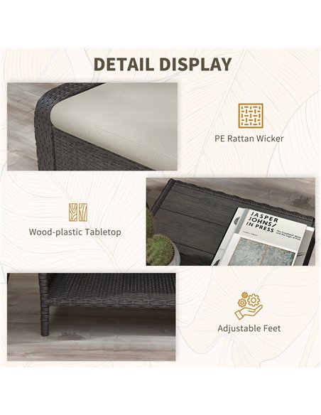Outsunny 5-Piece Rattan Patio Reclining Chair Set with Footstools, Coffee Table, Cushions, for Outdoor Garden, Brown 860-336V70B - pic 55850 | FastDaddyshop