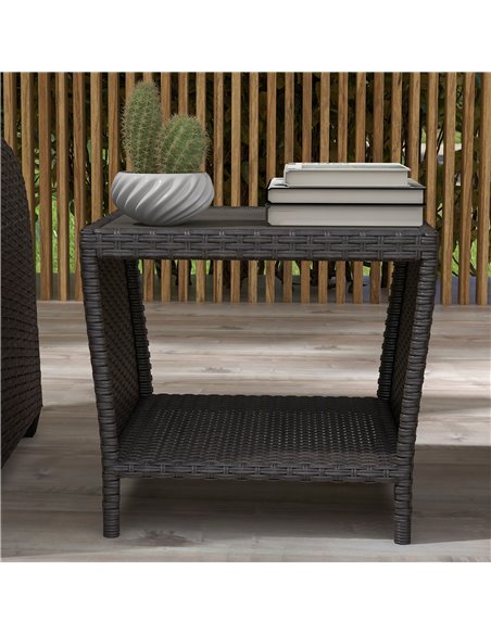Outsunny 5-Piece Rattan Patio Reclining Chair Set with Footstools, Coffee Table, Cushions, for Outdoor Garden, Brown 860-336V70B - pic 55852 | FastDaddyshop