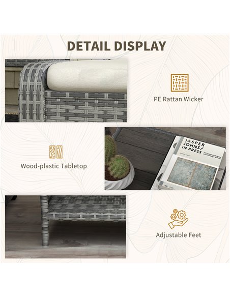 Outsunny 5-Piece Rattan Patio Reclining Chair Set with Footstools, Coffee Table, Cushions, for Outdoor Garden, Grey 860-336V70GY - pic 55859 | FastDaddyshop