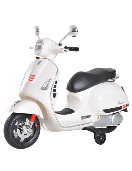 Homcom 3+ Vespa Kids Electric Motorcycle 6V with LED Lights, White - pic 5586 | FastDaddyshop