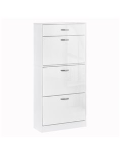 HOMCOM Shoe Cabinet with 4 Drawers Storage, High Gloss White 833-414V01
