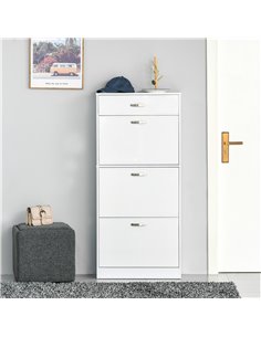 HOMCOM Shoe Cabinet with 4 Drawers Storage, High Gloss White 833-414V01 2