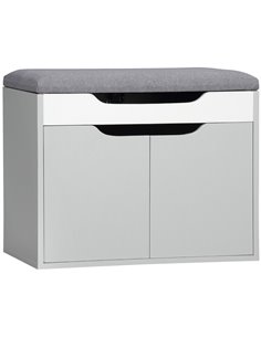 HOMCOM Shoe Bench with Cushion, Modern Storage Bench, Light Grey 837-238V70LG
