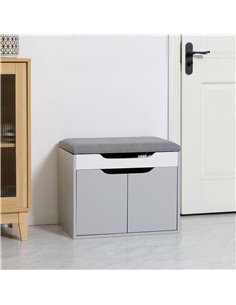 HOMCOM Shoe Bench with Cushion, Modern Storage Bench, Light Grey 837-238V70LG 2