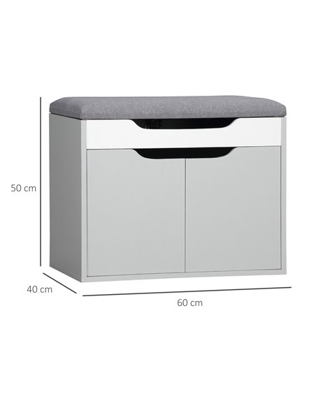 HOMCOM Shoe Bench with Cushion, Modern Storage Bench with Padded Seat, 2-tier Cabinet, Hidden Storage, Adjustable Shelf for Livi - pic 55909 | FastDaddyshop
