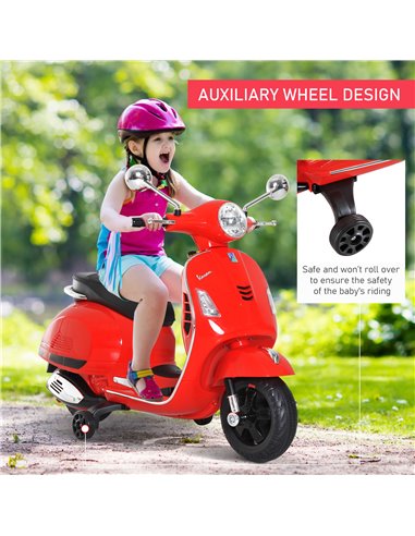 HOMCOM Kids Ride On Motorcycle, 6V, W/LED Lights-Red