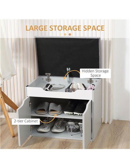HOMCOM Shoe Bench with Cushion, Modern Storage Bench with Padded Seat, 2-tier Cabinet, Hidden Storage, Adjustable Shelf for Livi - pic 55910 | FastDaddyshop
