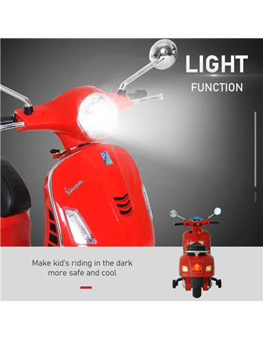 HOMCOM Kids Ride On Motorcycle, 6V, W/LED Lights-Red