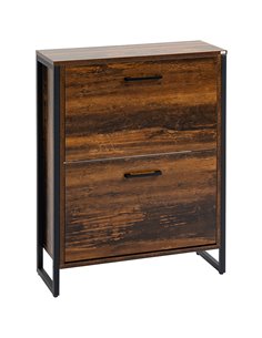 HOMCOM Industrial Shoe Cabinet with 2 Flip Drawers, Rustic Brown 837-275V00DR