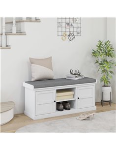 HOMCOM Shoe Bench with Seat, Shoe Storage Bench with Cushion, White-Grey 837-452V70WT 2