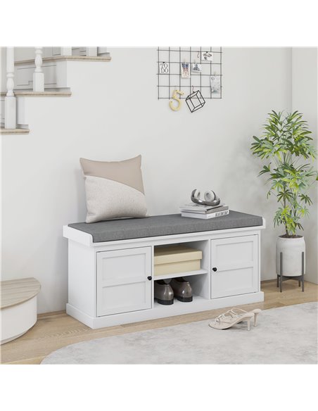 HOMCOM Shoe Bench with Seat, Shoe Storage Bench with Cushion, 2 Cabinets and Adjustable Shelf for Entryway, Hallway, Living Room - pic 55962 | FastDaddyshop