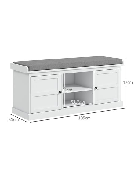 HOMCOM Shoe Bench with Seat, Shoe Storage Bench with Cushion, 2 Cabinets and Adjustable Shelf for Entryway, Hallway, Living Room - pic 55963 | FastDaddyshop