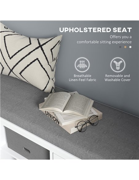 HOMCOM Shoe Bench with Seat, Shoe Storage Bench with Cushion, 2 Cabinets and Adjustable Shelf for Entryway, Hallway, Living Room - pic 55964 | FastDaddyshop