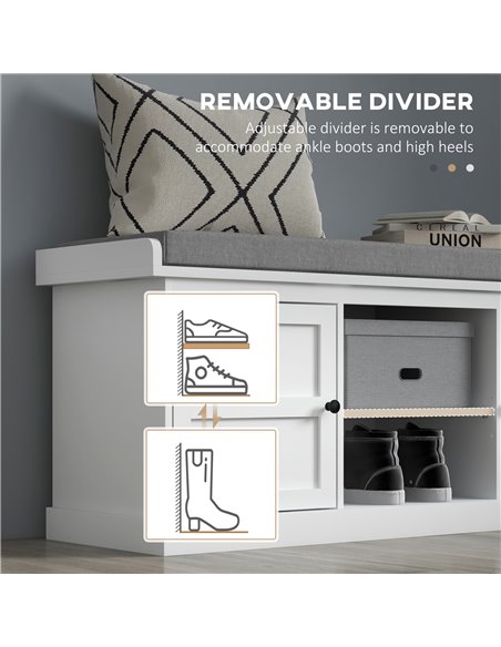 HOMCOM Shoe Bench with Seat, Shoe Storage Bench with Cushion, 2 Cabinets and Adjustable Shelf for Entryway, Hallway, Living Room - pic 55967 | FastDaddyshop