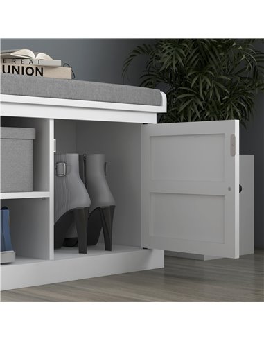 HOMCOM Shoe Bench with Seat, Shoe Storage Bench with Cushion, 2 Cabinets and Adjustable Shelf for Entryway, Hallway, Living Room