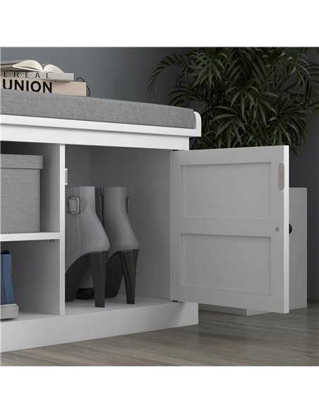 HOMCOM Shoe Bench with Seat, Shoe Storage Bench with Cushion, 2 Cabinets and Adjustable Shelf for Entryway, Hallway, Living Room - pic 55969 | FastDaddyshop