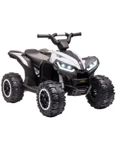 Homcom 3+ Kids Quad Bike ATV 12V with Forward Reverse Functions, 2 Speed, Slow Start, White