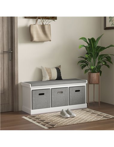 HOMCOM Shoe Bench Storage with Seat, Cushion, White 837-453V70WT