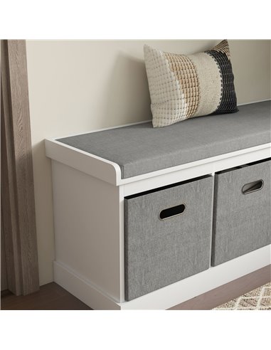 HOMCOM Shoe Bench with Seat, Shoe Storage Bench with Cushion and 3 Fabric Drawers for Entryway, Hallway, Living Room, Bedroom, W