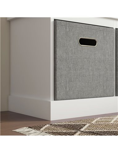 HOMCOM Shoe Bench with Seat, Shoe Storage Bench with Cushion and 3 Fabric Drawers for Entryway, Hallway, Living Room, Bedroom, W