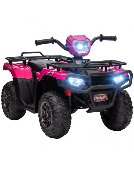 Homcom 3+ Kids Quad Bike ATV 12V with Forward Reverse Functions, Music, LED Headlights, Pink - pic 5598 | FastDaddyshop