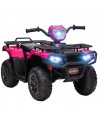 Homcom 3+ Kids Quad Bike ATV 12V with Forward Reverse Functions, Music, LED Headlights, Pink