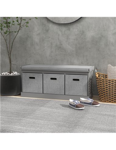 HOMCOM Shoe Storage Bench with Seat, Cushion, Grey 837-453V70GY